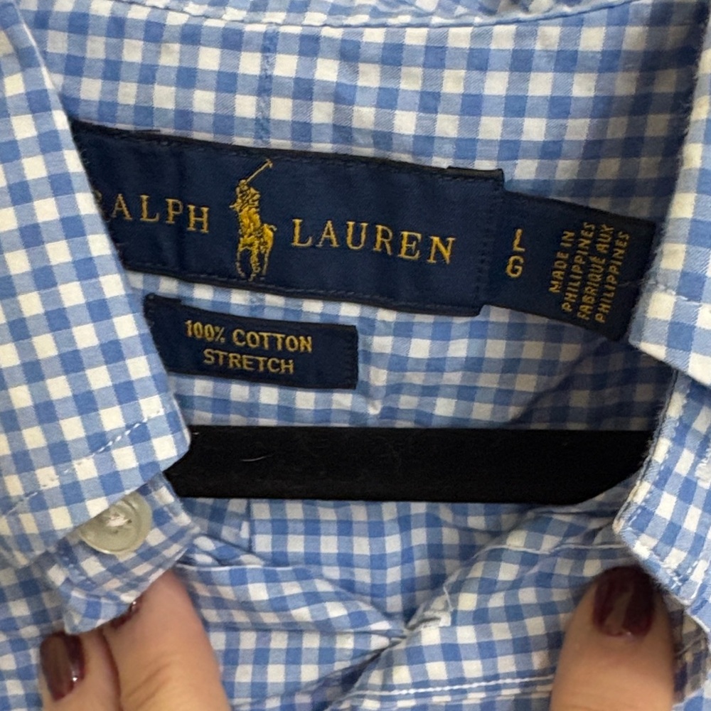 Polo by Ralph Lauren Men's Navy and White Gingham Shirt - Picture 4 of 4